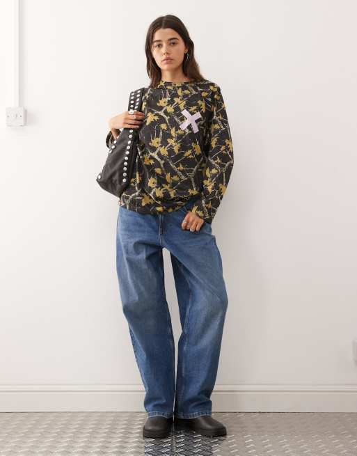 COLLUSION - Jeans antifit a vita media blu medio