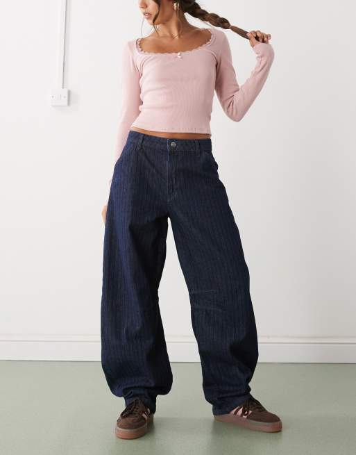 COLLUSION - Jeans con gamba cilindrica e righe realizzate al laser in coordinato