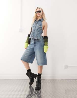 COLLUSION - Jeans-Jorts in Vintage-Waschung-Blau