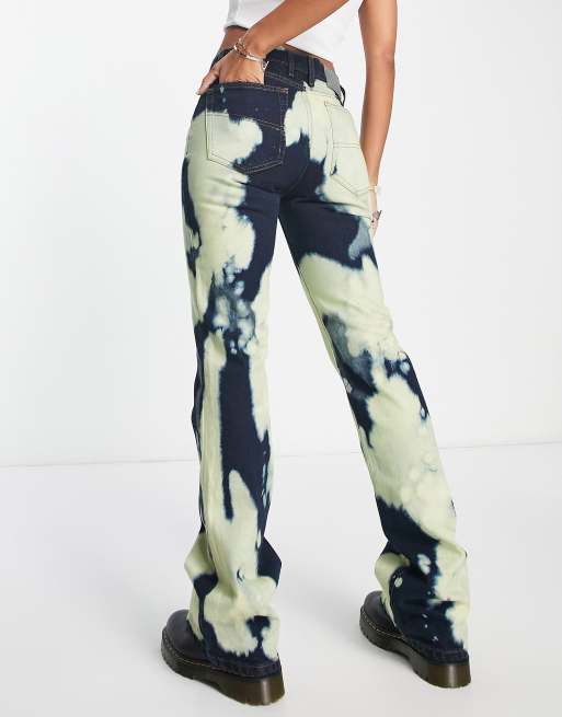 COLLUSION - Jeans met rechte pijpen in gele tie-dye