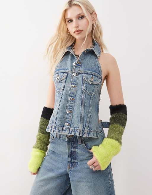 COLLUSION – Jeans-Oberteil mit Neckholder, Kombiteil