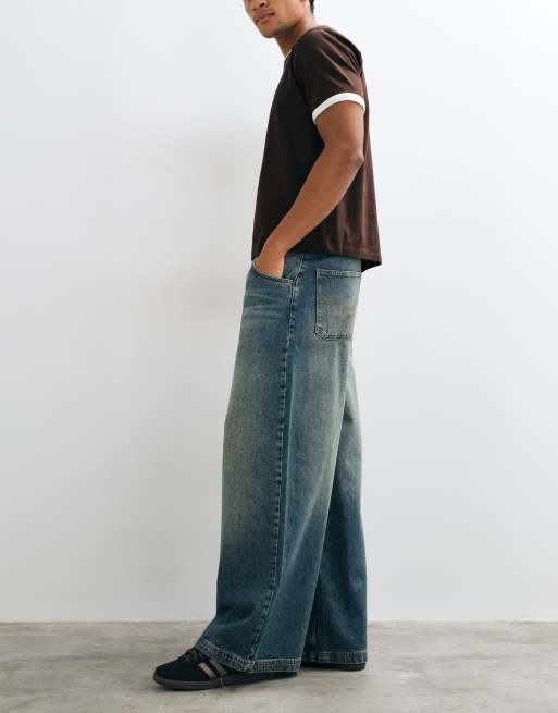 COLLUSION jeans skate baggy XL blu lavaggio medio, 2 di 5