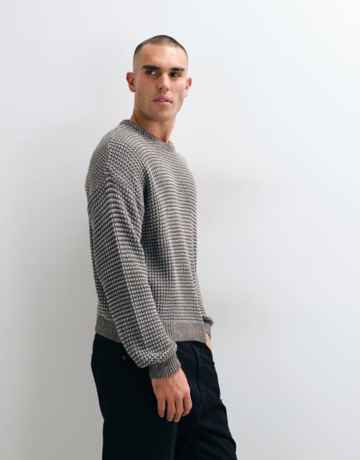 COLLUSION - jersey boxy de cuello redondo a rayas grises, 3 de 5