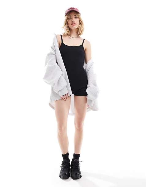 COLLUSION jersey cami unitard in black - view 1