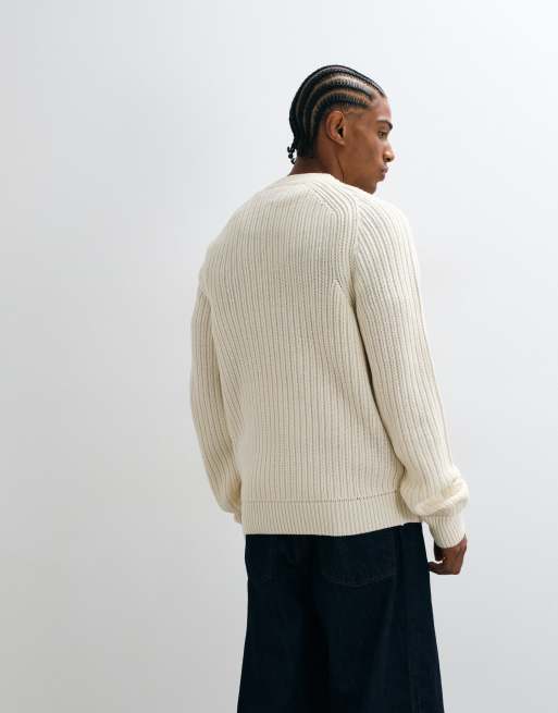 COLLUSION jersey de punto inglés con manga raglán en color crema, 4 de 5