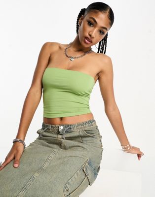 COLLUSION jersey double lined bandeau in green