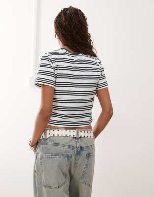 Collusion Jersey Striped Shrunken Tee