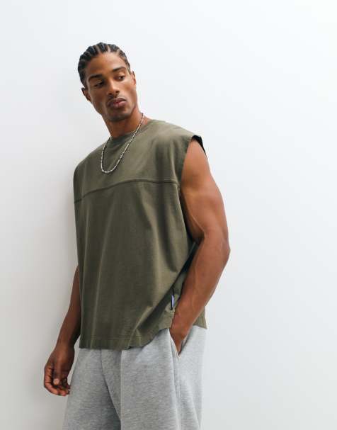 COLLUSION jersey tank top in khaki - view 1