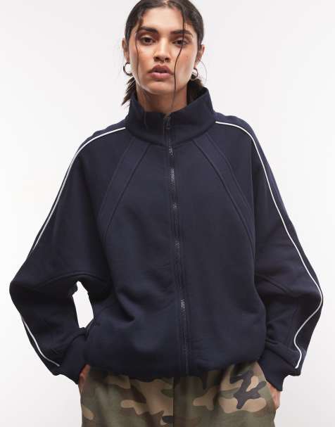 COLLUSION jersey track jacket in navy - view 1