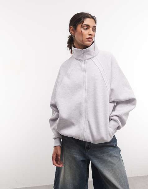 COLLUSION jersey track top in grey marl - view 1