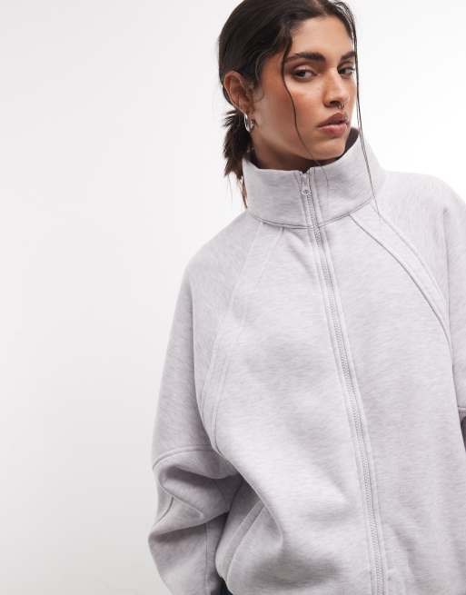 COLLUSION jersey track top in grey marl, 3 of 4