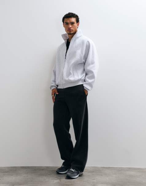 COLLUSION jersey track top in grey marl - view 1