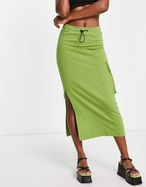 Green jersey shop maxi skirt