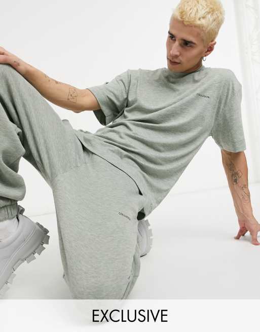 COLLUSION - Jogger oversize d'ensemble - Vert chiné