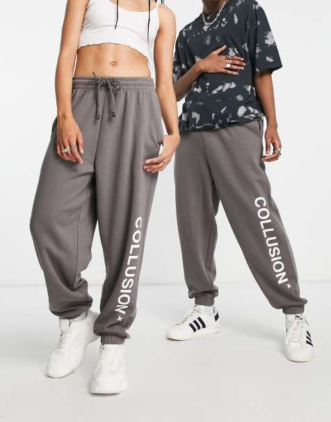 Pantalon de jogging pour femme - Jambe large - En coton - Pantalon de  survêtement long - Baggy - Pantalon de