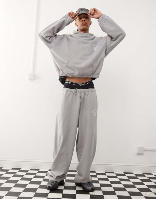 COLLUSION - Joggers ampi taglio comodo grigi con stampa