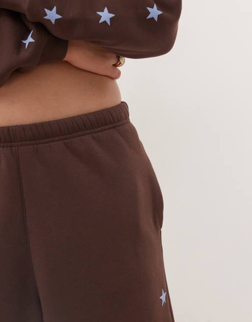 COLLUSION - Joggers color cioccolato con logo e stelle in coordinato, 4 di 5