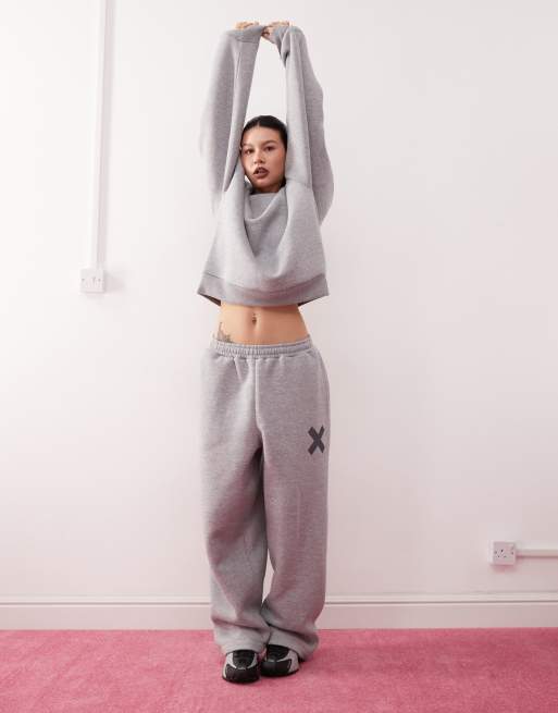 COLLUSION - Joggers vestibilità comoda color grigio antracite mélange in coordinato