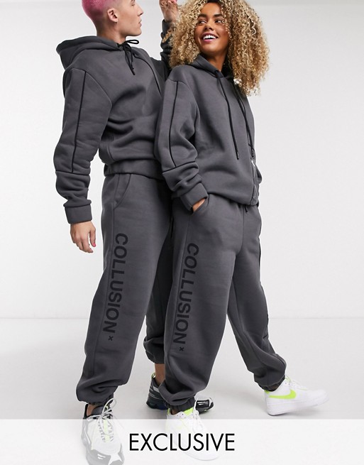 COLLUSION joggers with nylon pocket and stitch detail