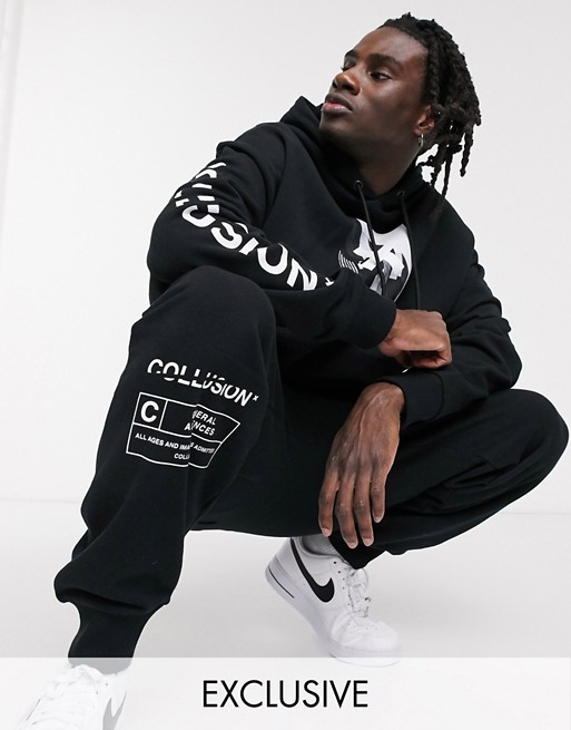 COLLUSION joggers with print in black
