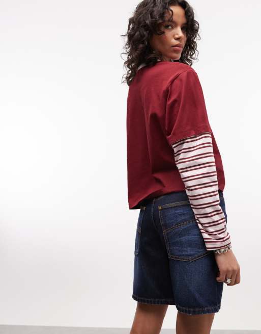 COLLUSION - Jorts ampi in denim rinse wash, 5 di 5