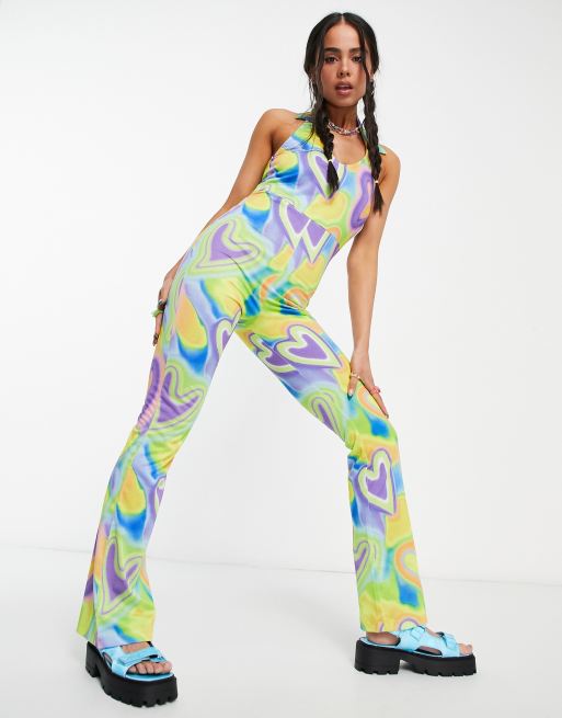 COLLUSION - Jumpsuit met kraagje en hartenprint in multi 