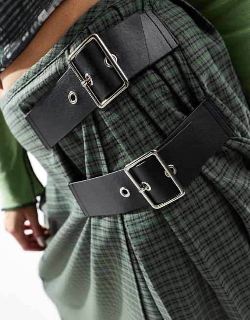 COLLUSION - Jupe à carreaux longue style kilt - Vert, 4 de 4