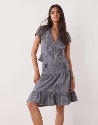 COLLUSION - Jupe à carreaux mi-longue - Bleu