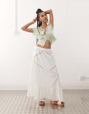 Jupe longue brodée style western - Blanc 38