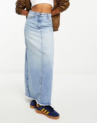 COLLUSION a-line long maxi denim skirt in vintage blue wash - ASOS Price Checker