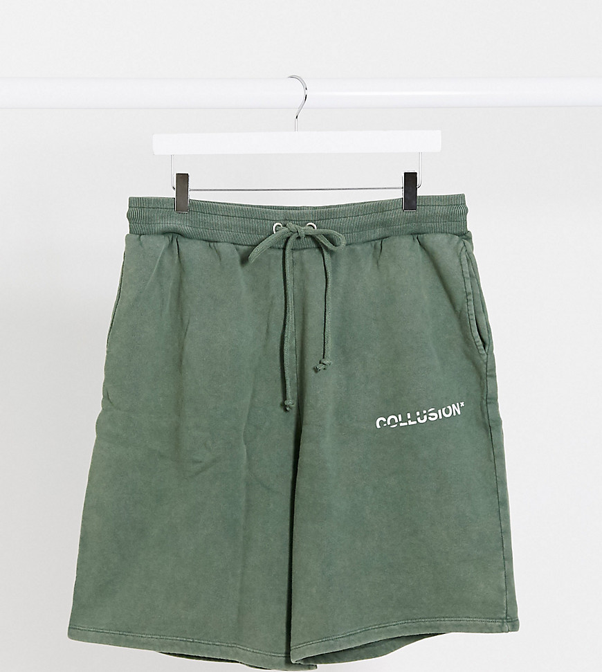 COLLUSION – Kakifärgade shorts i oversize-modell-Grön