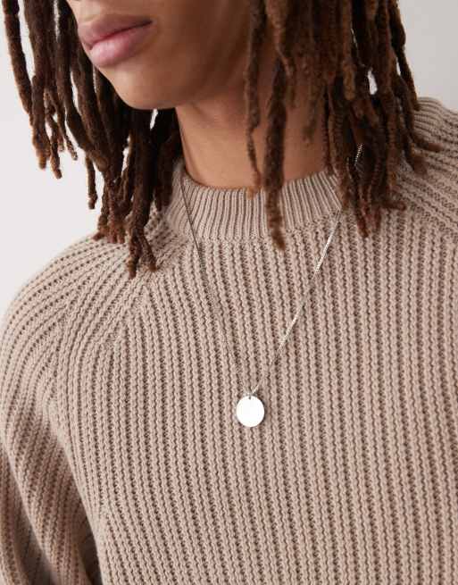 COLLUSION knit crew neck sweater in camel