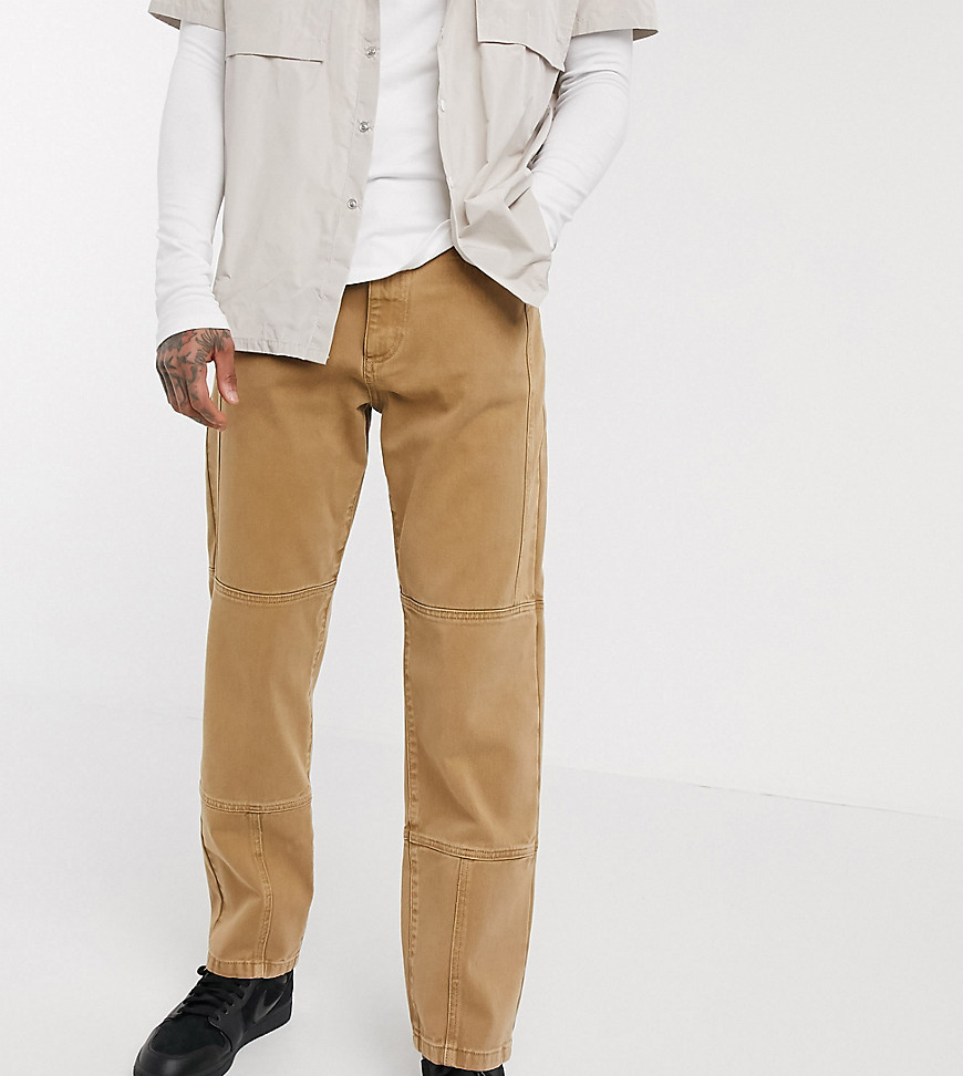 COLLUSION – Kamelfärgade straight jeans med dekorativ söm-Brun