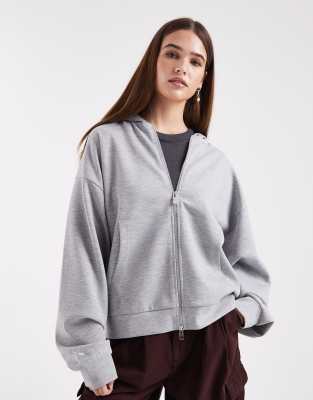 COLLUSION - Kapuzenjacke in Anthrazit mit durchgehendem Reißverschluss-Grau