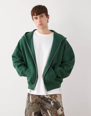 Kapuzenjacke in Grün mit Reißverschluss Grün 2XL