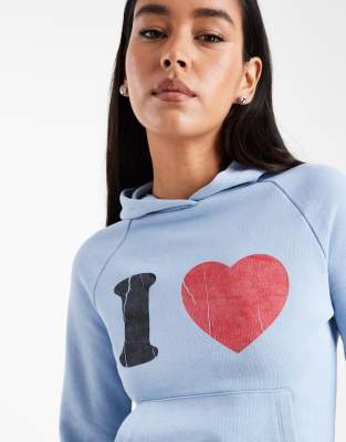 COLLUSION - Kapuzenpullover in Blau mit I HEART-Grafikprint