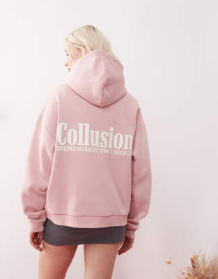 COLLUSION - Kapuzenpullover in Hellrosa mit Logo, Kombiteil