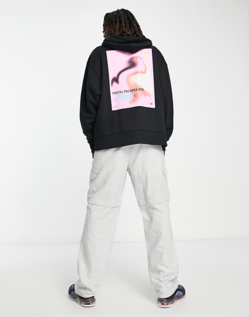 COLLUSION – Kapuzenpullover in Schwarz mit Fotoprint hinten