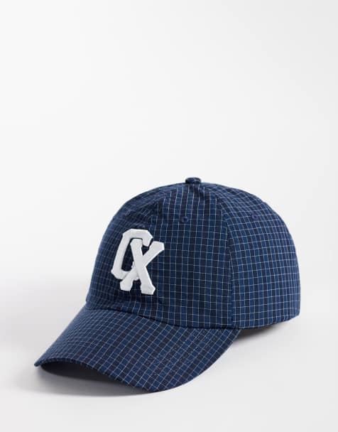 COLLUSION – Karierte Nylon-Kappe in Marineblau mit Stickerei - view 1