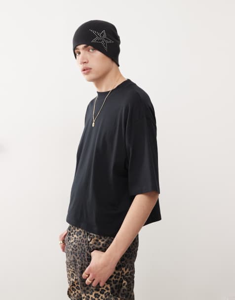 COLLUSION – Kastig und weit geschnittenes T-Shirt in Schwarz - view 1