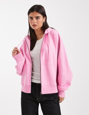 COLLUSION - Kastige Kapuzenjacke in Rosa mit Reißverschluss-Grün