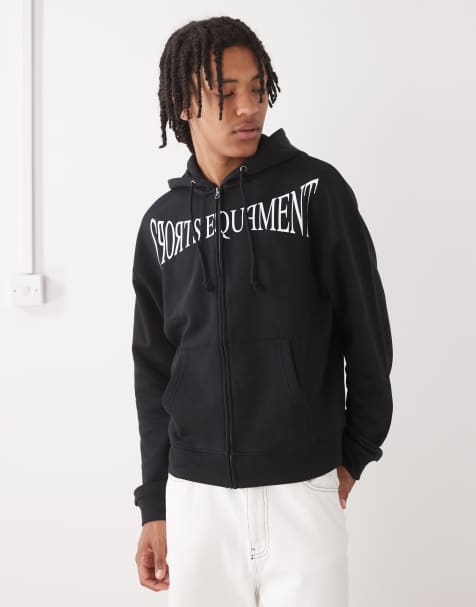 COLLUSION – Kastige Kapuzenjacke in Schwarz mit Reißverschluss und sportlichem Print im Boxerstil - view 1