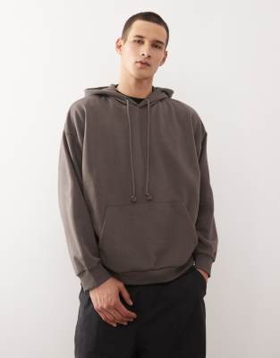 Kastiger Kapuzenpullover in Anthrazit-Grau Grau XL