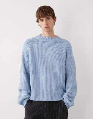 Kastiger Strickpullover in Blau Blau L