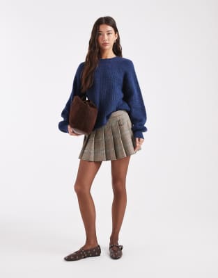 COLLUSION - Kastiger Strickpullover in Blau-Grün