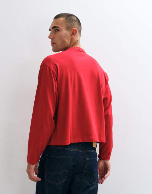 COLLUSION kastiges schweres Langarm-T-Shirt in Rot, 4 von 5