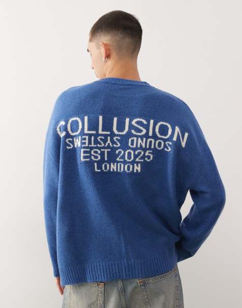 COLLUSION – Kastiges Sweatshirt aus Strick in Blau - view 1