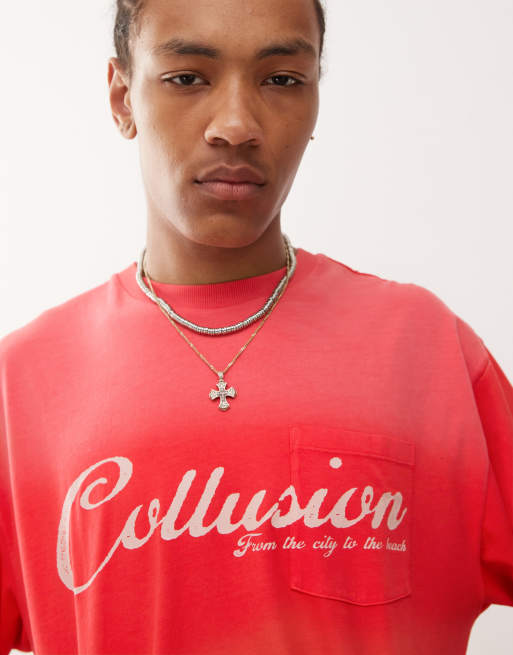 COLLUSION – Kastiges T-Shirt in verwaschenem Rosa, 3 von 4