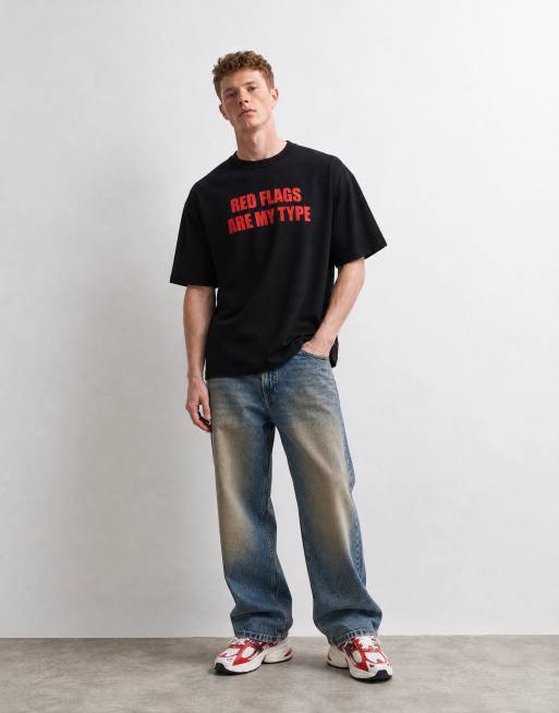 COLLUSION kastiges T-Shirt mit Slogan in Marineblau, 7 von 10