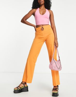 COLLUSION keyhole detail trousers in orange  - ASOS Price Checker